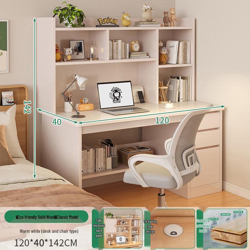 Modern Computer Desk with Bookshelf & Storage for Home, Office, Bedroom & Study Room