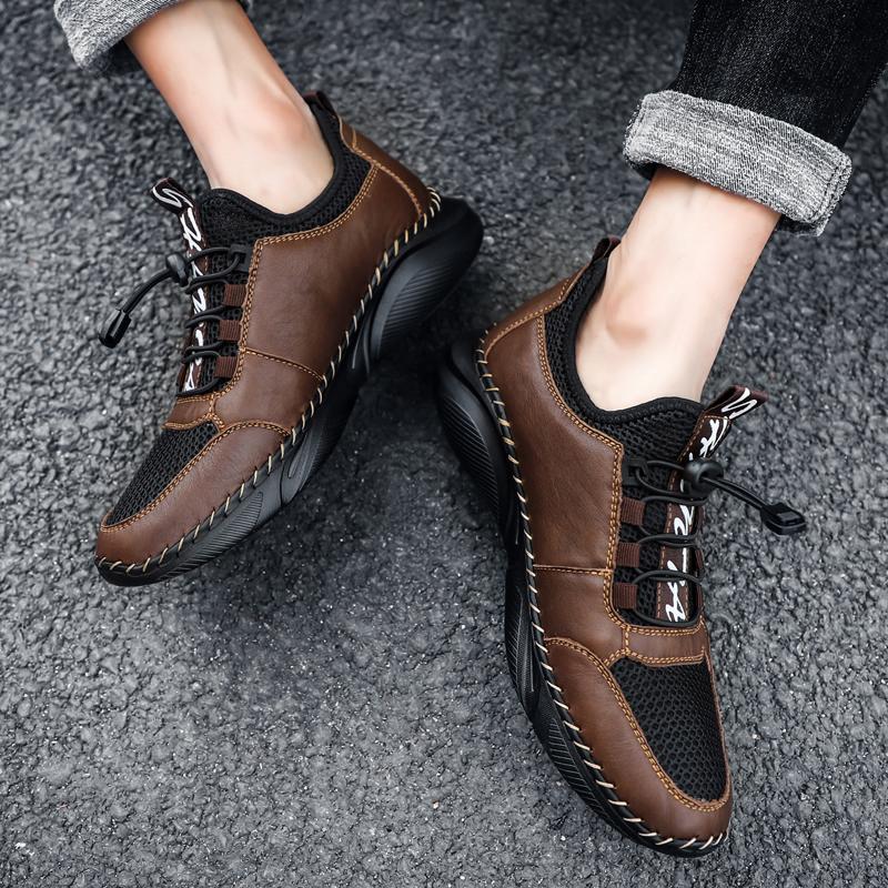 2025 Summer Men's Mesh Hiking Shoes Breathable Anti-Slip Climbing Shoes Outdoor Running Sneakers Leisure Walking Footwear 48