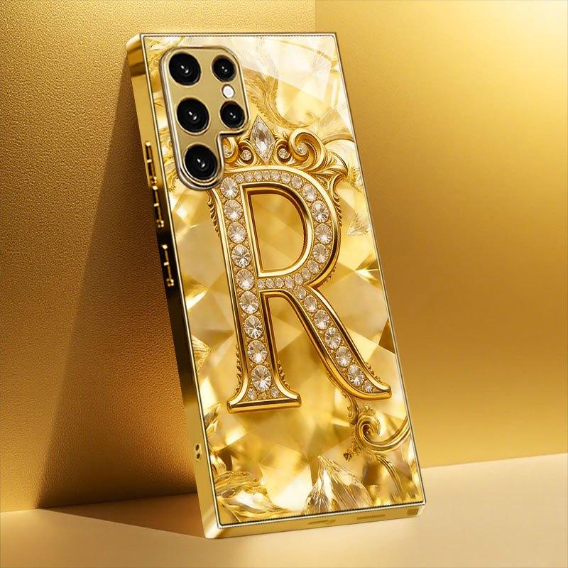 Gold Diamond Gorgeous Exquisite PhoneCase Glass PhoneCase for Samsung Galaxy S26 S25 S24 S23 S22 S21 FE Ultra Plus Dropresistant