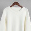 Autumn Winter Pure White Sweater Women's Round Neck Lazy Pullover Temperament Simple Comfortable Knitted Undercoat Top