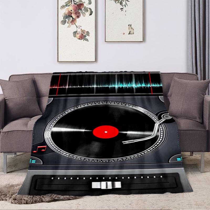 1PC Music Records printed blanket, all season lightweight home office outdoor nap multifunctional blanket A13
