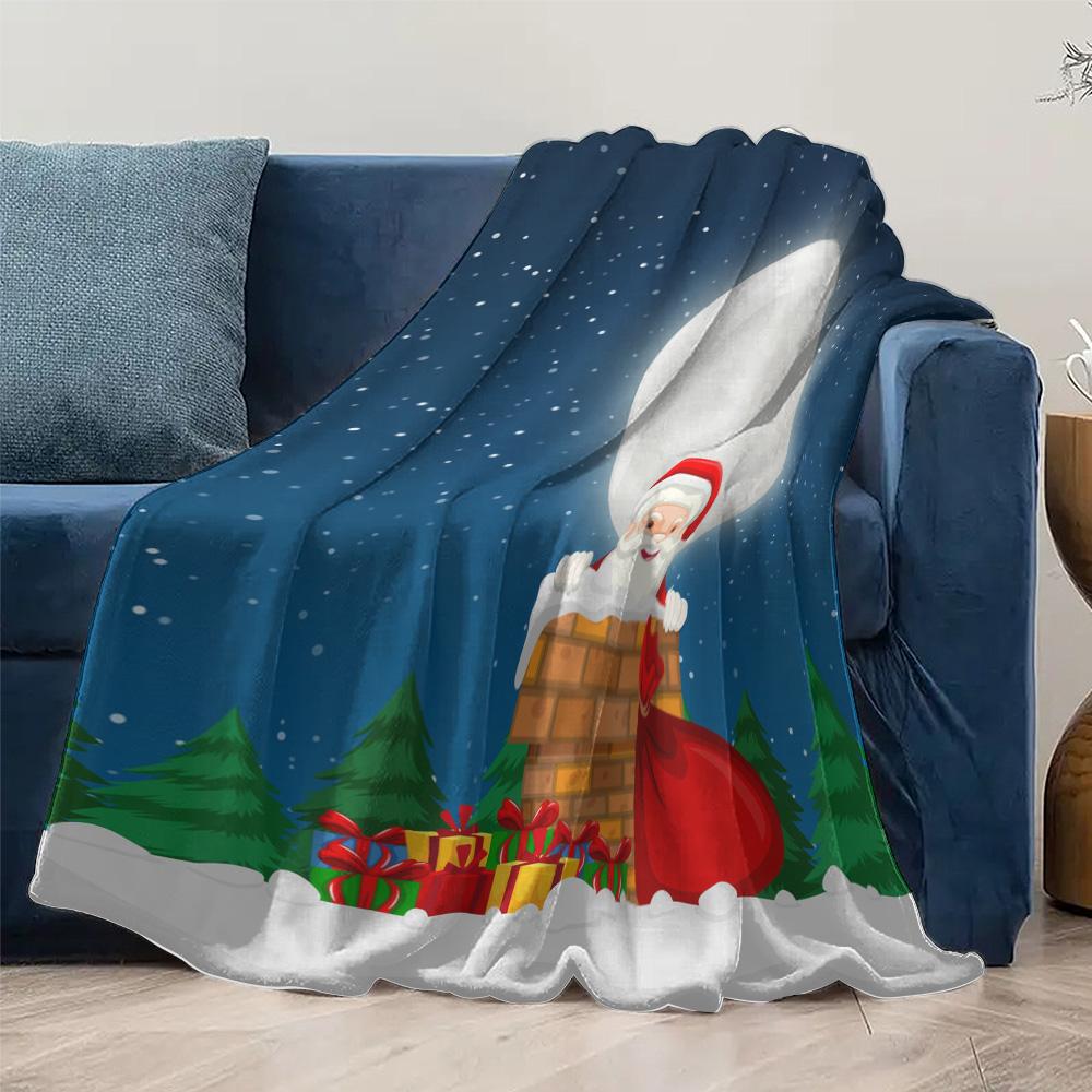 TU Christmas Throw Blanket Cozy Reindeer Santa Claus Holiday Decor Festive Gift Xmas Bedding Soft Warm Home Decoration Holiday S