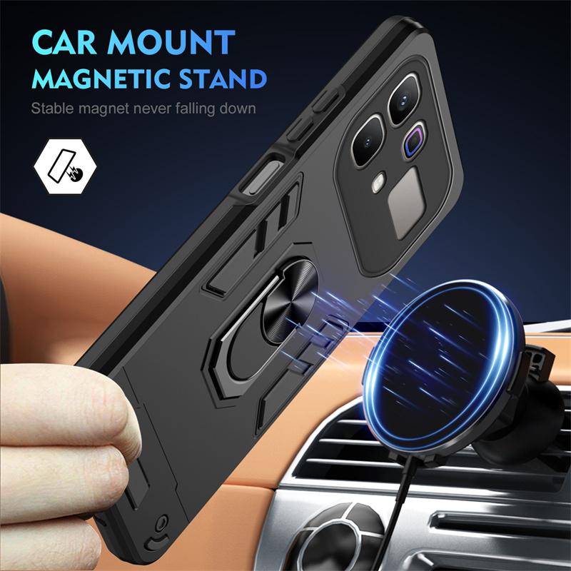 Funda For Infinix Note 60 Pro Case Car Magnetic Holder Ring Stand Shockproof Armor Back Cover For Infinix Note 60 Ultra Coque