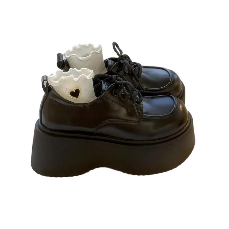 British style black small leather shoes women's 2025 new spring and autumn versatile Mary Jane platform French with skirt single shoes