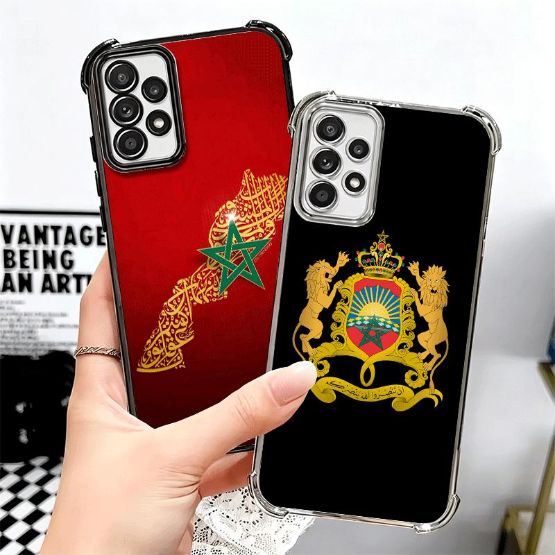 Morocco Flag Plating Phone Case For Samsung A17 A07 A37 A57 A16 A56 A15 A55 A14 A54 A13 A53 A26 A36 A25 A35 A24 A34 A23 A33