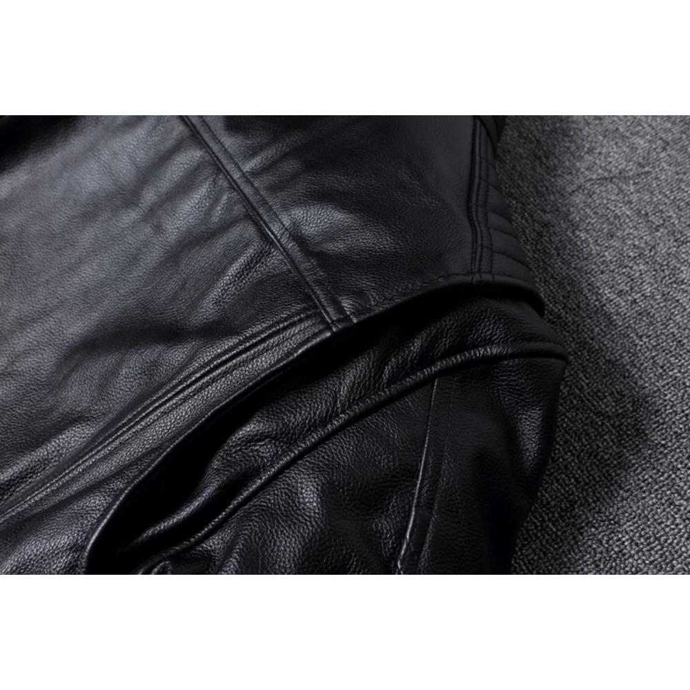 Chinese Size Vitnage Red Brown Men Leather Jacket Cowhide Leather Motorcycle Style Genuine Cow Jackets for Men Autumn