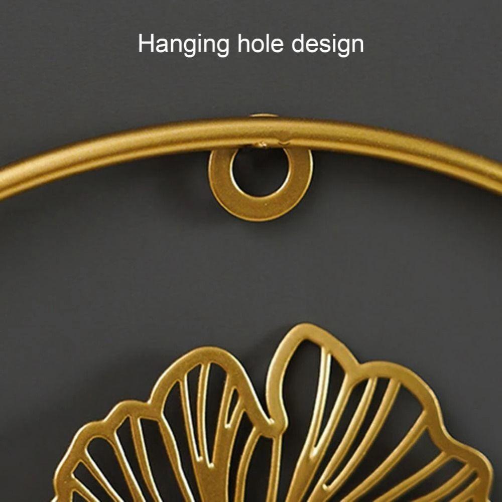 Ornaments Iron Arts Gold Metal Round Pendant Ginkgo Leaf Ornaments Wall Decoration Leaves Sculpture