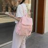 Schoolbag Korean version ins Versatile Printed Backpack Light Casual College Student Fashion, Flip Drawstring Backpack