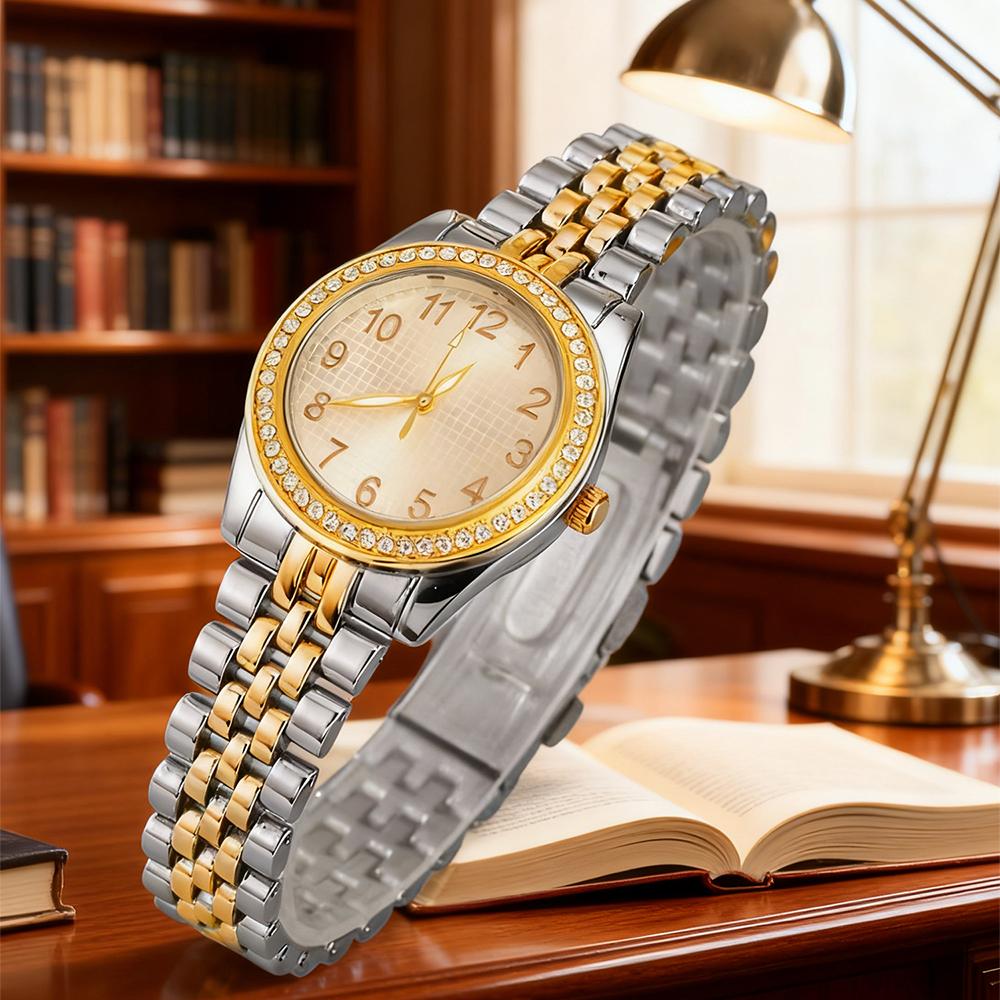 Super Horký Prodej Luxusní Dámské Hodinky Quartz Zlatá Nerezová Ocel Malý Ciferník Římská Číslice Zlatý Přívěsek Šaty Módní Hodinky