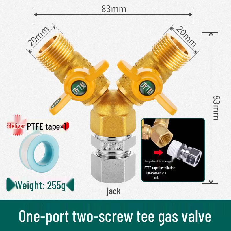 Shieldyun Gas Three-Way Valve with Switch for Natural Gas Meter Pipeline - Ball Valve Connector