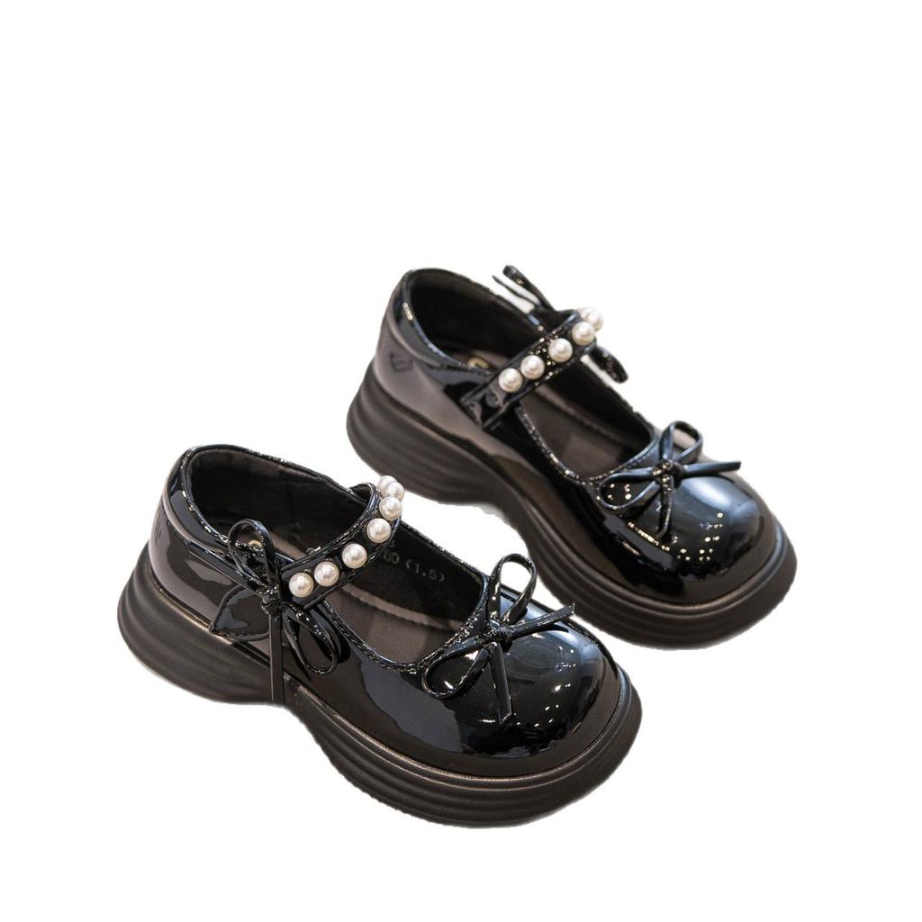 Girls Black Mary Jane Leather Shoes Spring Autumn Princess Casual Flats For Little Kids