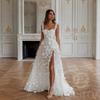 European and American suspender light wedding dress, white design sense, light luxury, split and slim light yarn, engagement certificate dress women