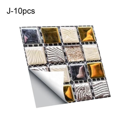 10ks/sada Exquisite Easy Clean Anti-Scratch Samolepicí PVC samolepicí 3D obtisk na dlaždice 3D samolepka na dlaždice