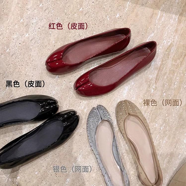 Yuanlitong summer joint model~ red bottom tabi mesh rhinestone inner height increase sub-toe single shoes women's pig's trotters shoes breathable