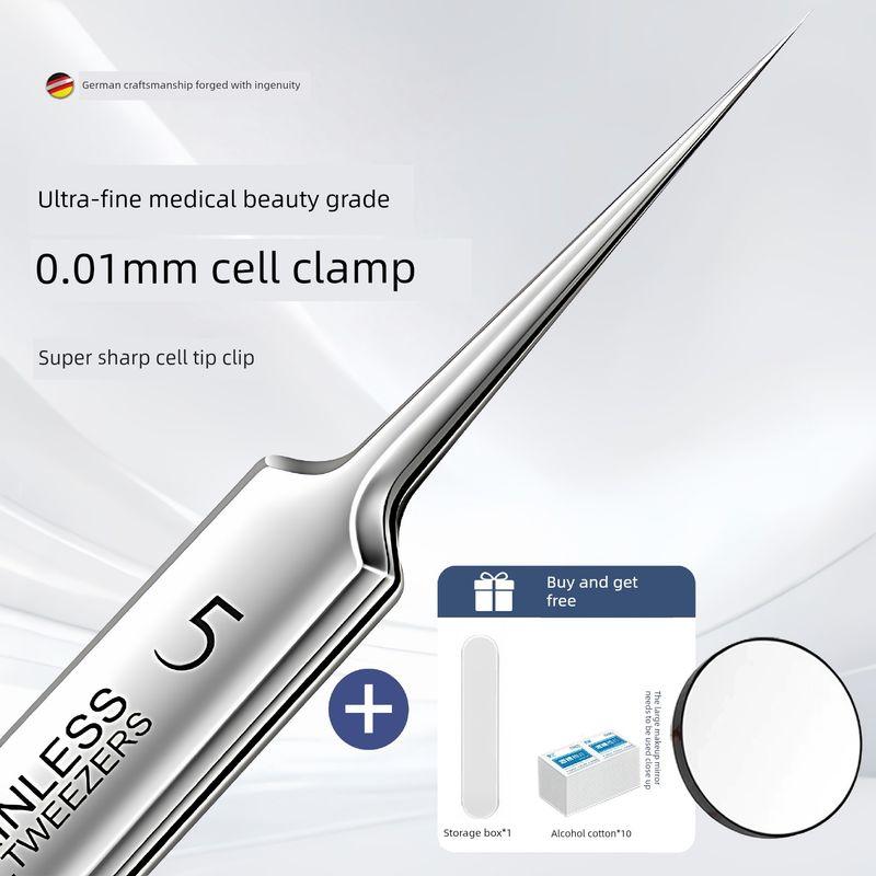 

Precision Ultra-Fine Acne Needle Set Medical Cell Tweezer Blackhead Pincers Tweezers Beauty Salon Special Facial Cleaning Tools No. 5 [Pointed Mouth] Super Sharp Cell Clamp