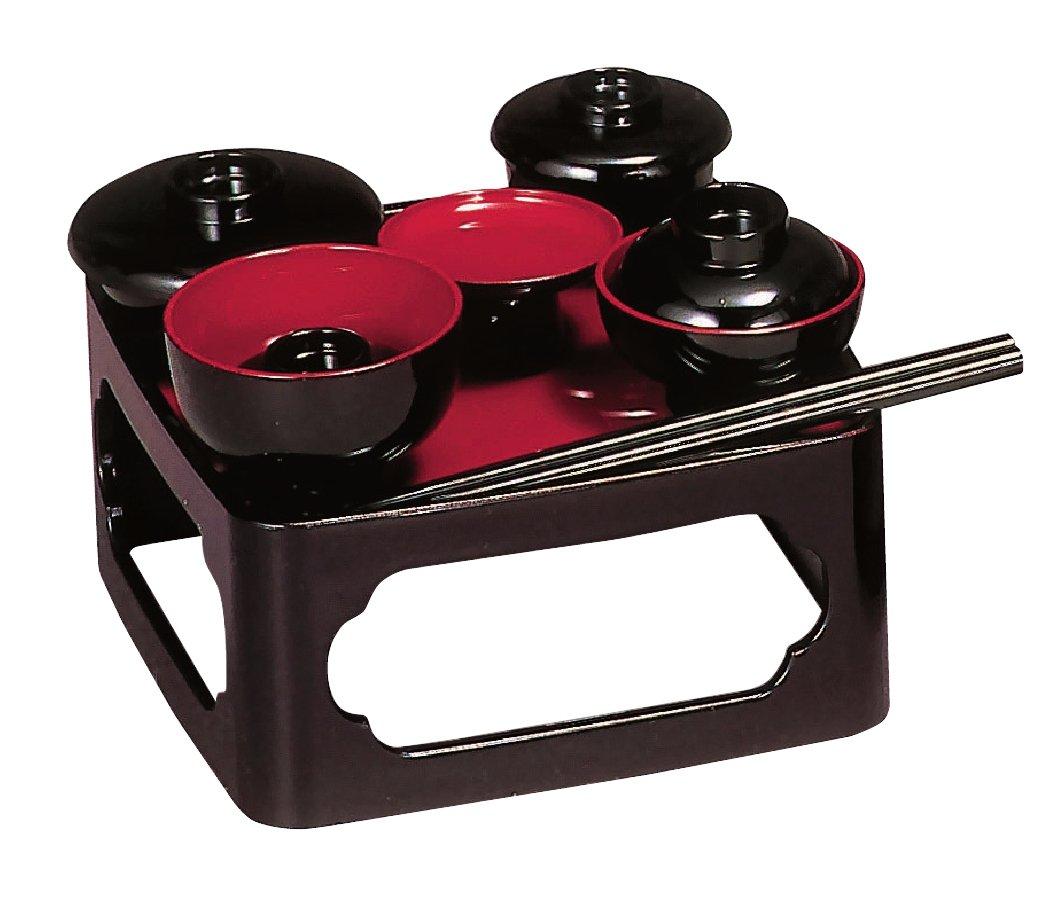 

Nakamura Shoji Buddhist Meal Plate, 6.5 inches, Black (Inner Red)