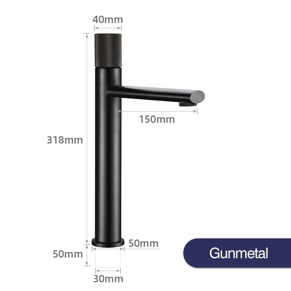 Knurled Faucet Matte Gold Basin Faucet Bathroom Tap Single Handle Hot and Cold Sink Faucet Knurled Mixer Brass Material