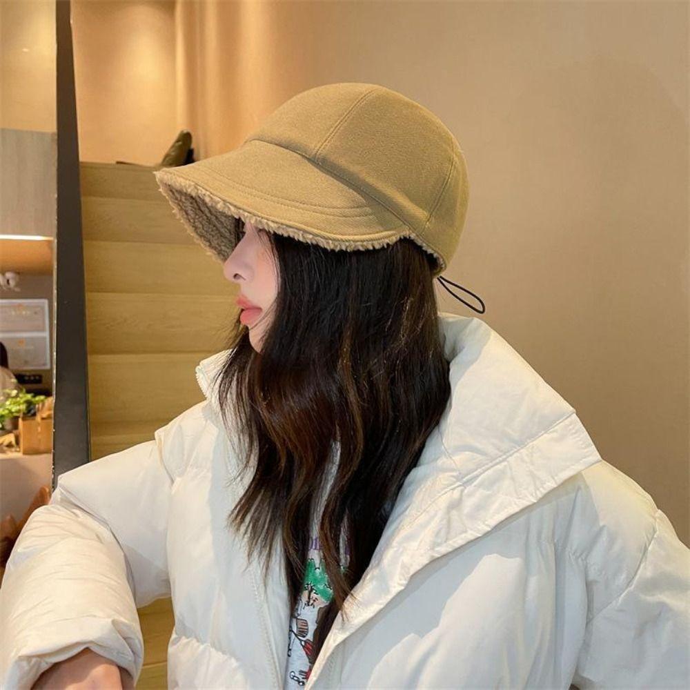 Wide Brim Fleece Baseball Cap Soft Winter Peaked Cap Cute Warm Cap Skiing