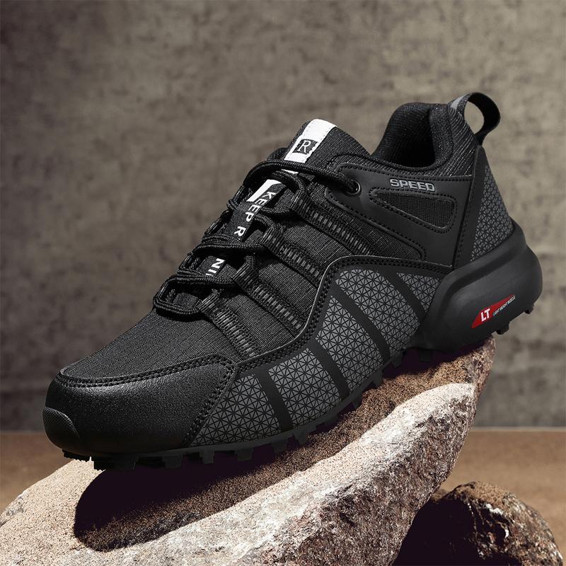 Wearproof Outdoor Hiking Footwear Men Simple Solid Color Lightweight Anti Slip Walking Trekking Sneakers