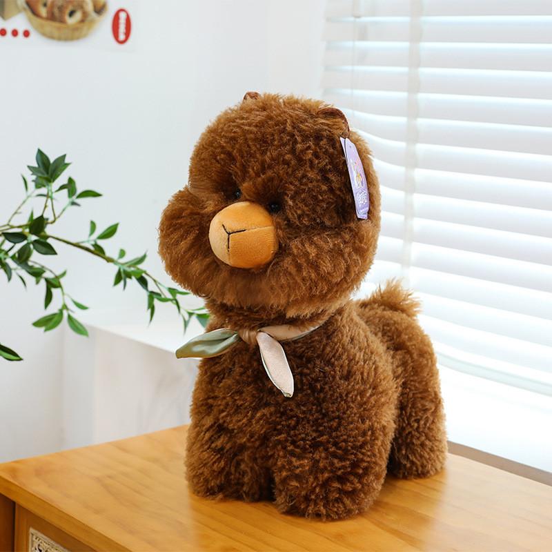 Stuffed Alpaca Animal Plush Toy Short Velvety Fur Kids Room Decor Plush Doll