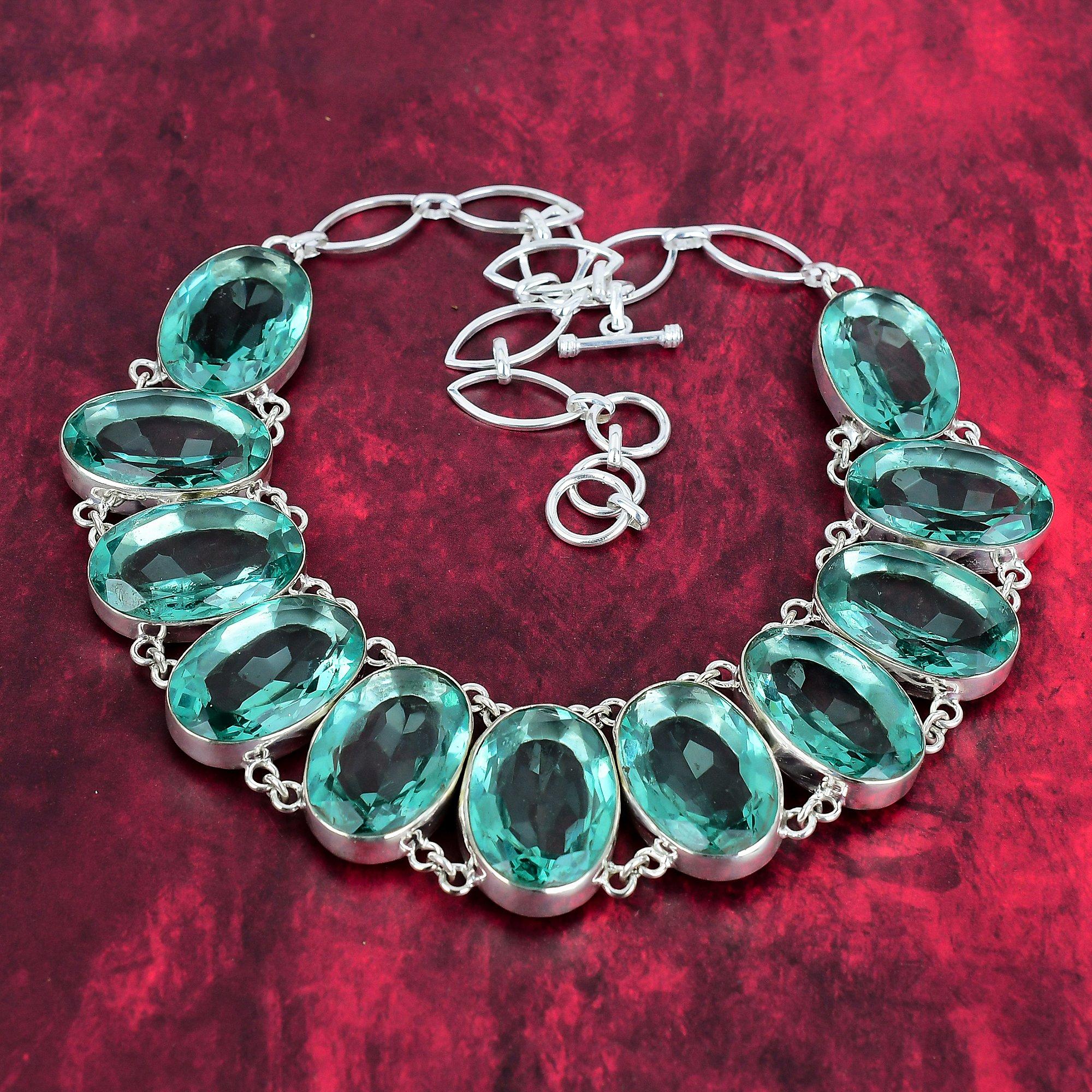 

Дизайнерское ожерелье с граненым аква-апатитом и драгоценным камнем, ожерелье из стерлингового серебра 925 пробы, регулируемое ожерелье-цепочка ручной работы, для подарка на помолвку Adjustable with 18 inches зелёный