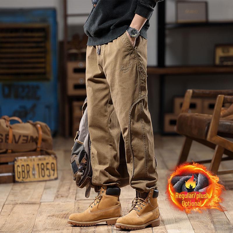 2025 Men's American Retro Harem Overalls - Thickened Spring/Autumn Casual Pants