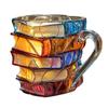 Novelty 3D Painted Books Coffee Mug Unique Books Stack Coffee Cup Tea Cup Collection Gifts