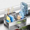 Stainless Steel Sponge Drain Rack Detachable Self-draining Cloth Storage Rack Large Capacity Space Saving Sink Organizer