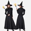 Halloween, Children Adult Parent-Child Suit Black Long Dress Witch Wizard of Oz Stage Costume