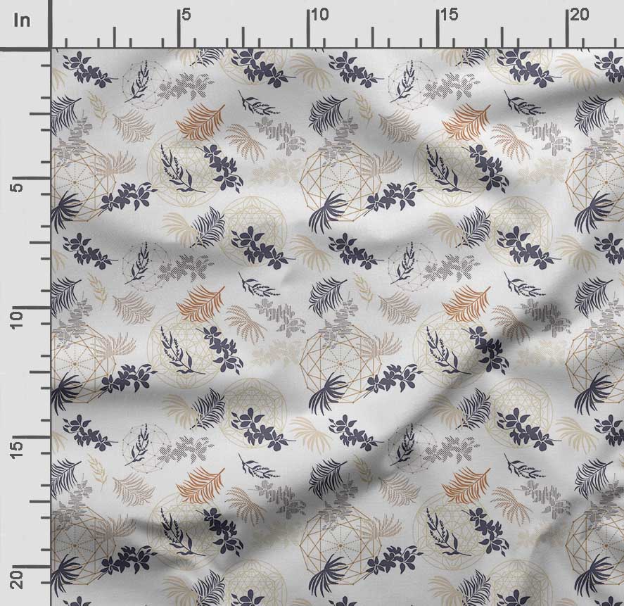 Soimoi Leaves Print,  Cotton Cambric, Quilting Fabric Sold by The Yard 42 Inch Wide, Medium Weight Cotton Fabric,