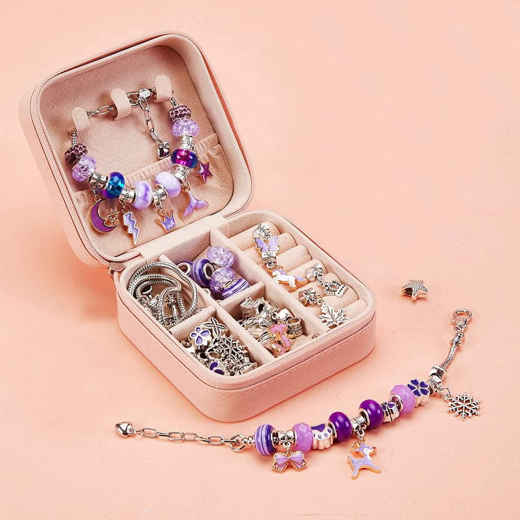 Sitengle Accessory Bracelet Stylish Gift Kit, Making, 66-Piece Set, Charms, Beading, Birthday, Christmas, (Purple)