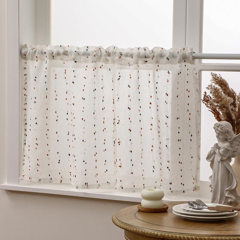 2026 Spring NewTransparent French Style Curtains Suitablefor LivingRoom,Bedroom,Kitchen,Coffee Shop,Office Available All Seasons W100xH60cm