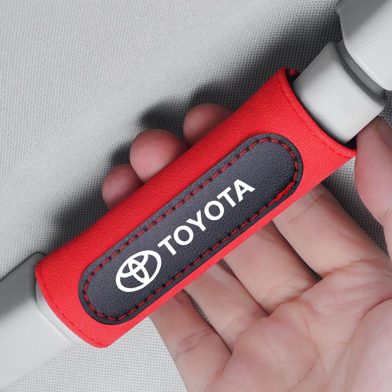 2 Stück Wildleder Auto Innenraum Griff Schutzhülle Dach Ziehgriff Handschuhe für Toyota Prado Yaris Verso Fortuner Supra Corolla Zubehör F10