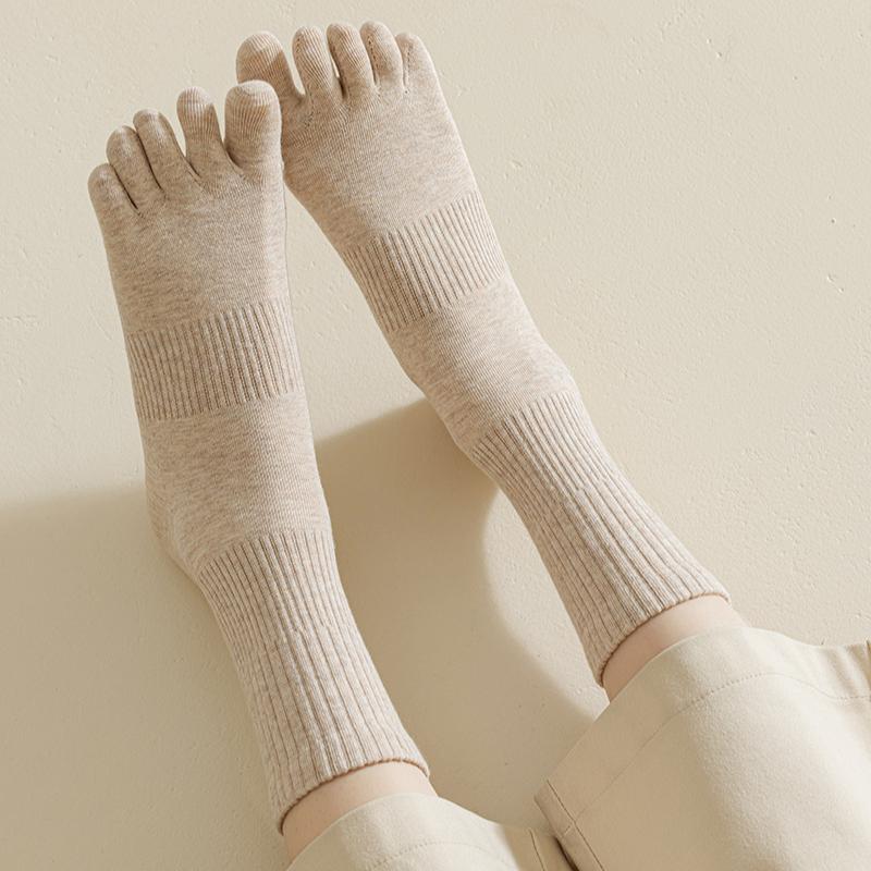 Spring Autumn Five Fingers Women Socks Japan Style Solid Colour Ladies Split Toe Sports Cotton Socks
