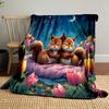 Cozy Squirrels In a Moonlit Garden Print Blanket Soft and Cozy Perfect for the Living Room Bed Sofa or a Nap,gift
