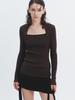 Have Less Modal Blend Square Neck Knit Top Brown