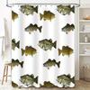 Modern Fish Print Shower Curtain Set for Bathroom Decor Waterproof Fabric with Hook Rings White Color (180x180cm)