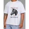 Camiseta Texas Rodeo Caballo Blanco Diseño Gráfico y de Texto de Caballo de Rodeo de Texas para Ropa Casual y Eventos Western