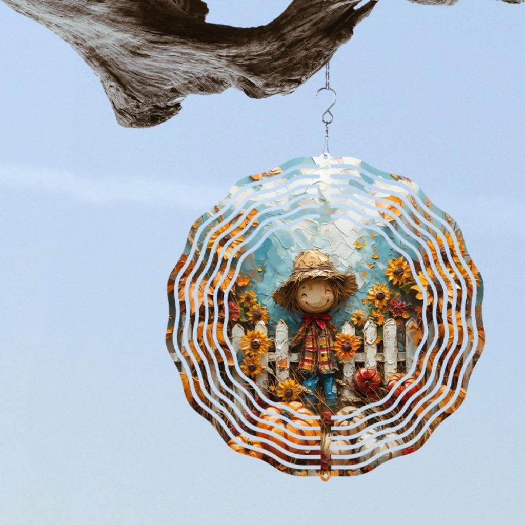 Kinetic Metal Wind Spinner Smiling Scarecrow Outdoor Garden Decor Floating Effect Art Unique Gift for Home Yard Patio