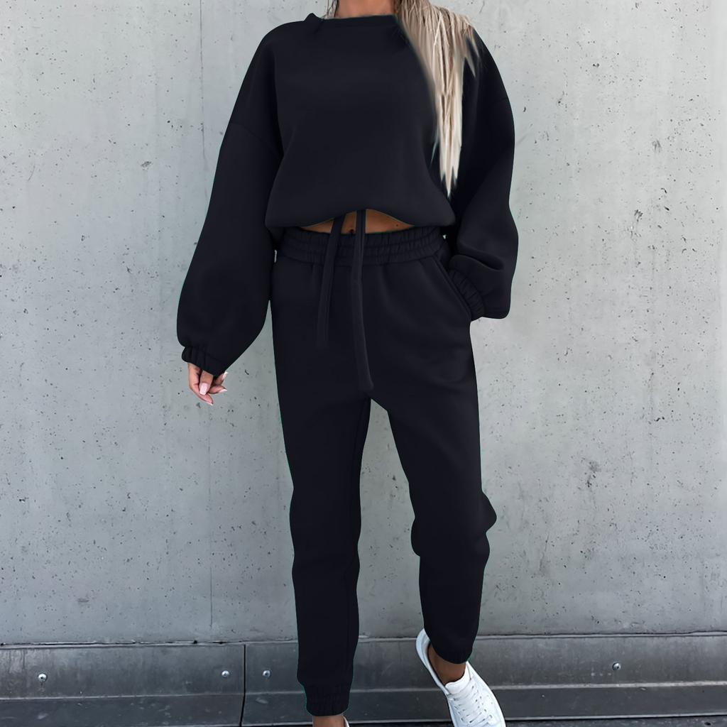 Women's Casual Sports Suit  And Winter Fashion Loose Long-Sleeved Sweater Two-Piece
