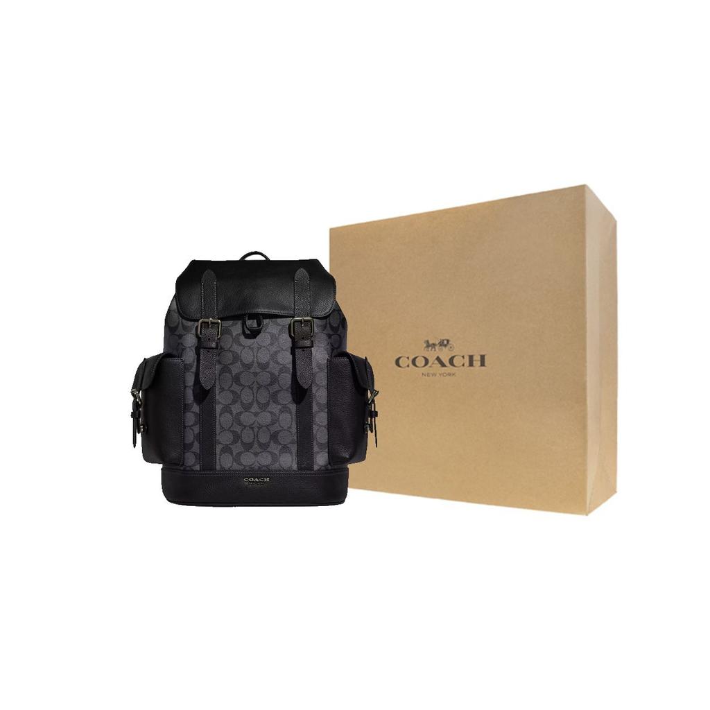 Coach Hudson 30 Classic Monogram Coated Canvas And Leather Backpack Large Men Backpack Charcoal CR388-QBMI5