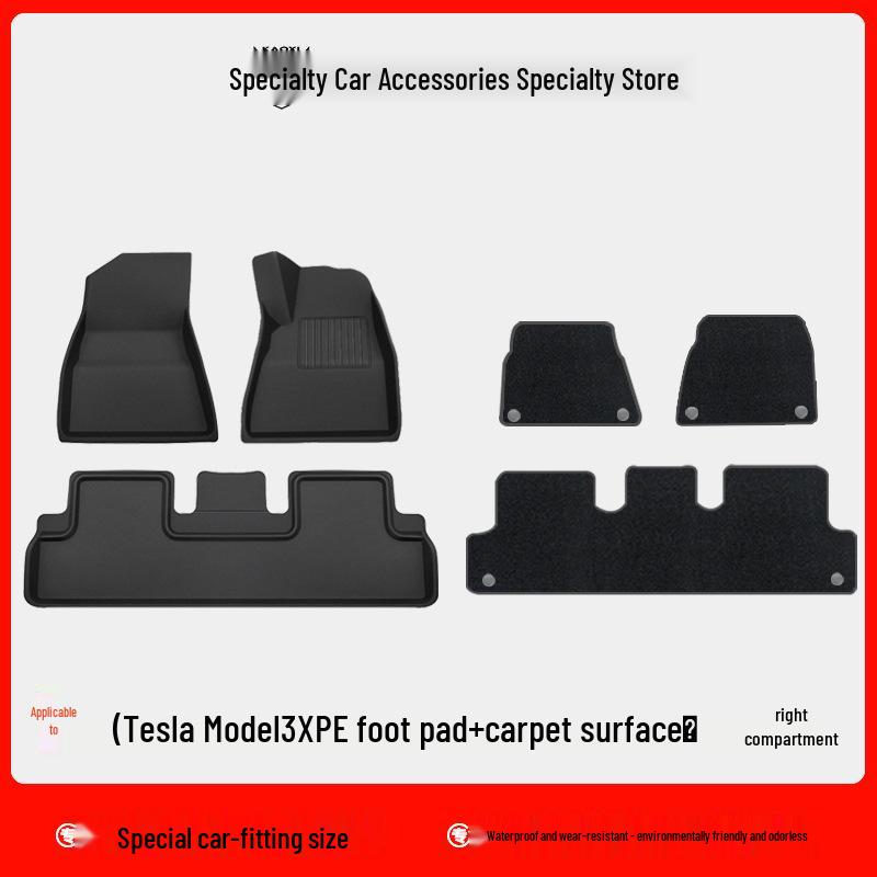 Eco-Friendly Waterproof XPE Car Floor Mats & Odorless Trunk Mat for Tesla Model 3/Y (L/R Drive)