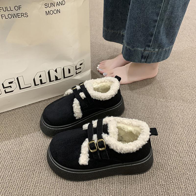 Women's Large Size Soft Sole Winter Warm Fur One Snow Boots Padded Lined Ankle Boots Non-Slip Hiking Casual Sports Cotton Boots Fur Shoes