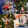 2D Christmas Tree Pendant 2D Flat Acrylic Xmas Tree Hanging Ornaments Cartoon Home Decor New Year Christmas Gifts