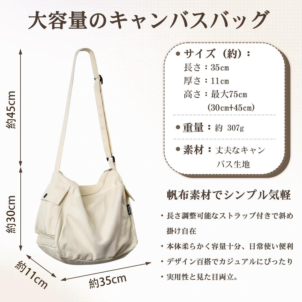 Neurix Canvas Shoulder Bag, Women's Canvas Tote Bag, Large Capacity, A4 Size, Zippered, Stylish, Cute, Lightweight, Simple, Solid Color, Unisex,