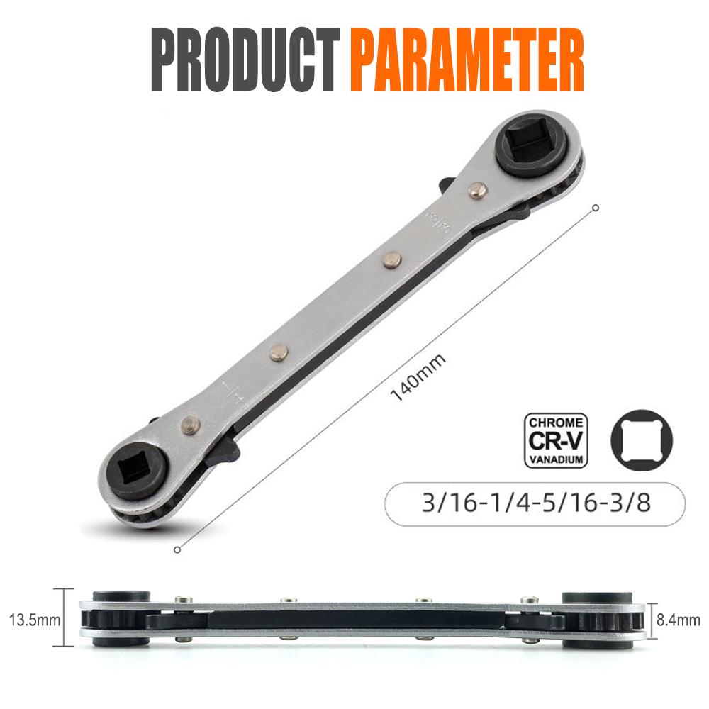 Double-ended Ratchet Wrench Professional Tool For Air Conditioning And Refrigeration Square Wrench 1/4 3/8 3/16 5/16inch