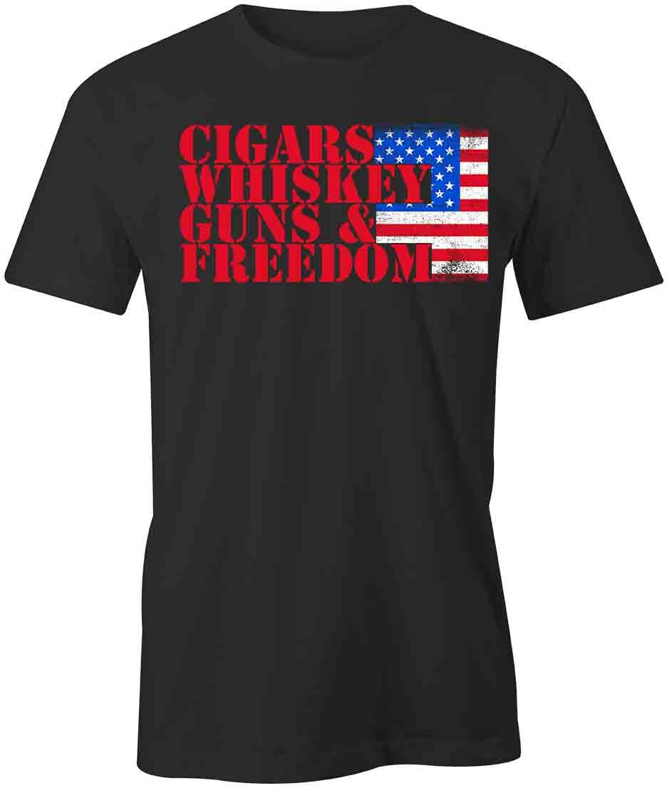 CIGARS WHISKEY GUNS & FREEDOM TShirt Tee Short-Sleeved Cotton CLOTHING S1BSA20 M