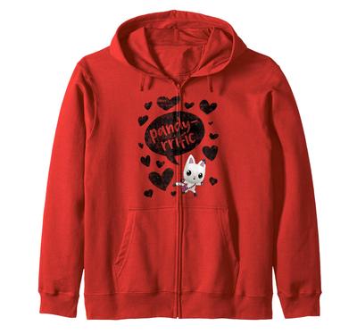 Gabby's Dollhouse Pandi's Footprints Pandi Refic Black Heart Zip Hoodie