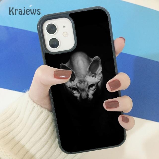 Krajews Animal Sphynx Hairless Cat Phone Case Cover For iPhone 14 5 SE 6s 7 8 Plus X XR XS 11 12 13 Pro Max Samsung S21 S22ultra