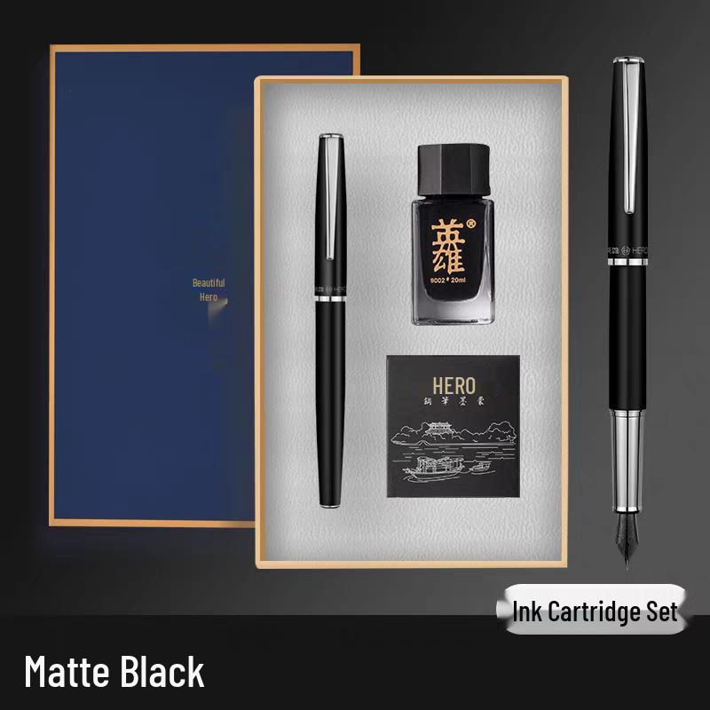 HERO Hero Fountain Pen Set: Premium Metal Pen for Men, Women & Students, Ideal for Practice, Business, and Gifts. 0.5mm чёрный